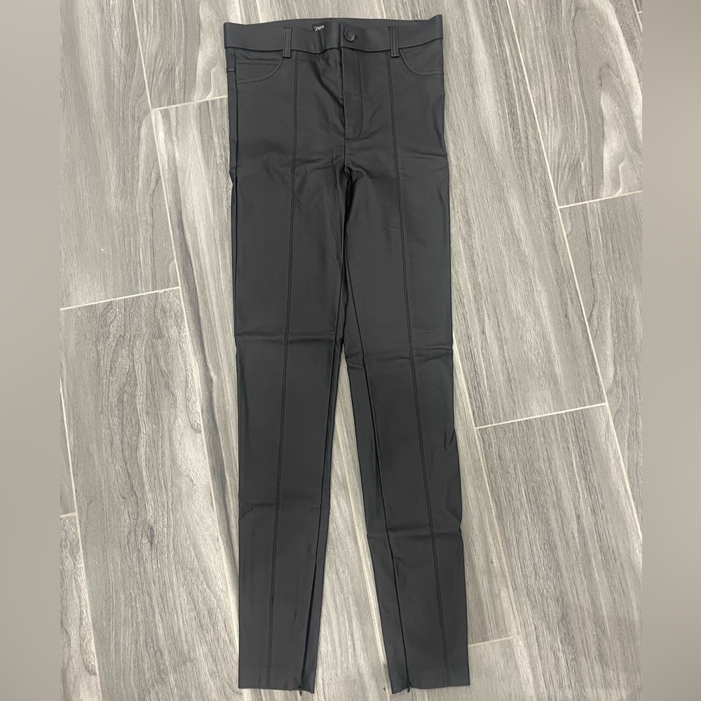 skinny fit zara leather pants